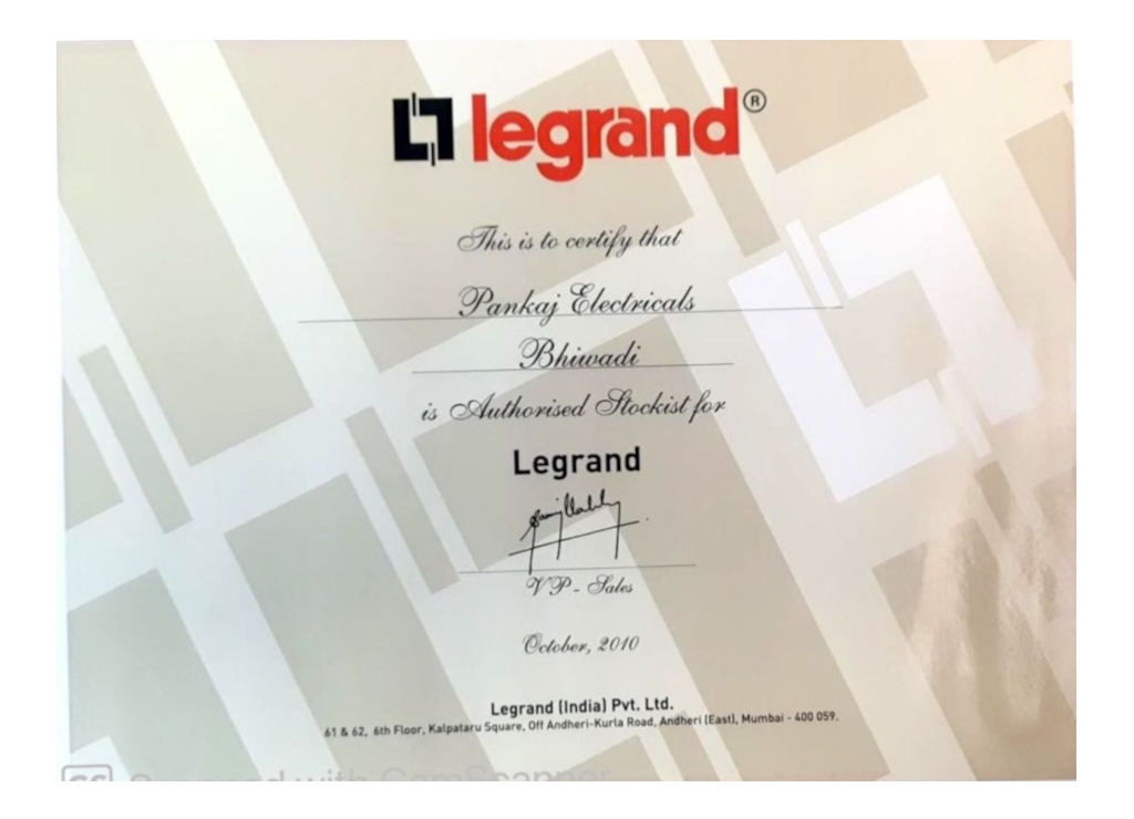 Pankaj Electricals - Authorised Stocklist for Legrand